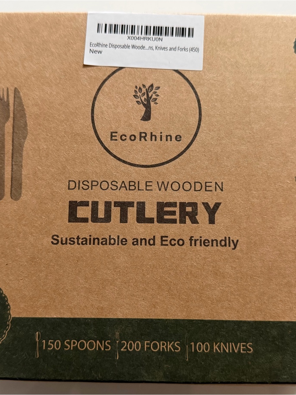 EcoRhine 450pc Wooden Disposable Cutlery Set